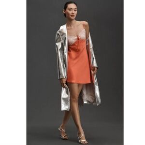 Anthropologie | By Anthropologie Silky Lace Slip Dress Coral Size XS